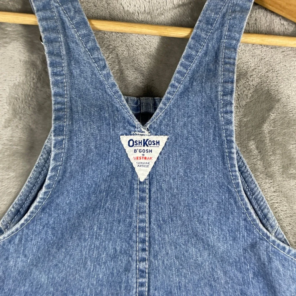 Vintage OshKosh B'gosh Overall Shorts Kids 4T Blue Denim Bib Made in USA